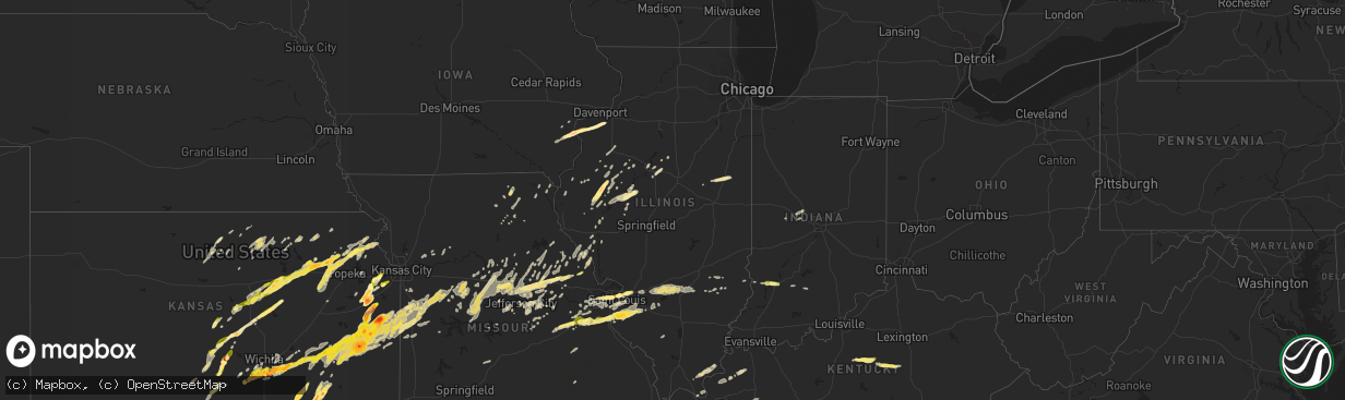 Hail map in Illinois on April 2, 2014