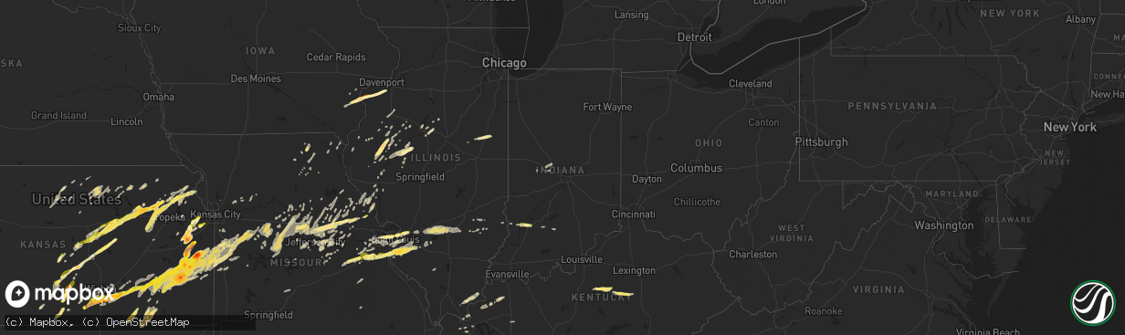 Hail map in Indiana on April 2, 2014