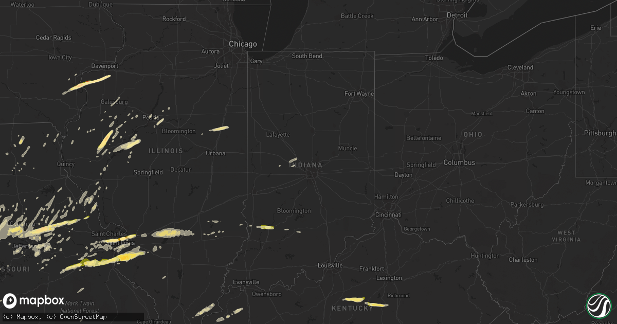 Hail map in Indiana on April 2, 2014