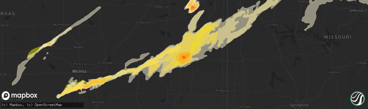 Hail map in Iola, KS on April 2, 2014