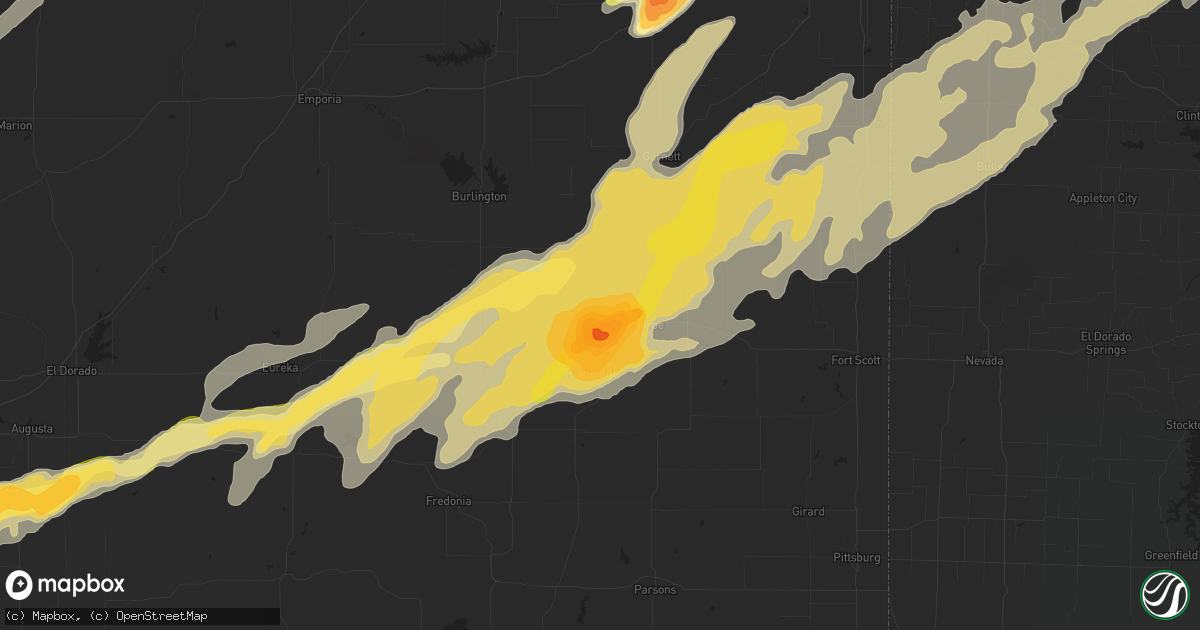 Hail map in Iola, KS on April 2, 2014