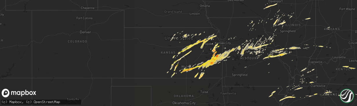 Hail map in Kansas on April 2, 2014