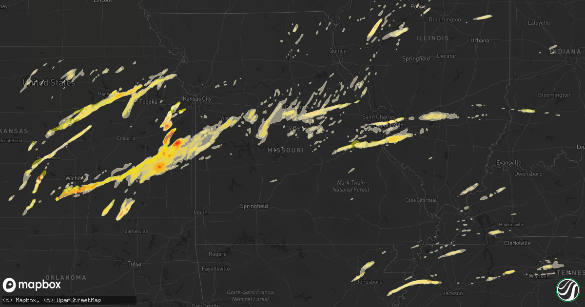 Hail map in Missouri on April 2, 2014