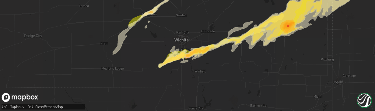 Hail map in Mulvane, KS on April 2, 2014