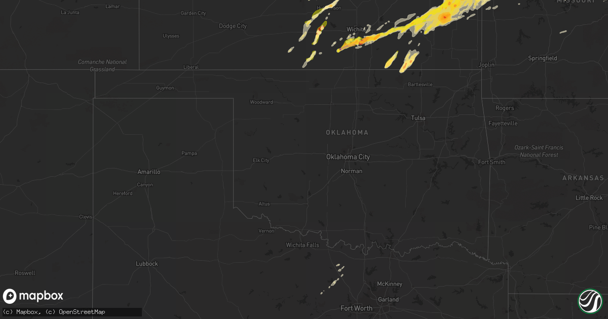 Hail map in Oklahoma on April 2, 2014