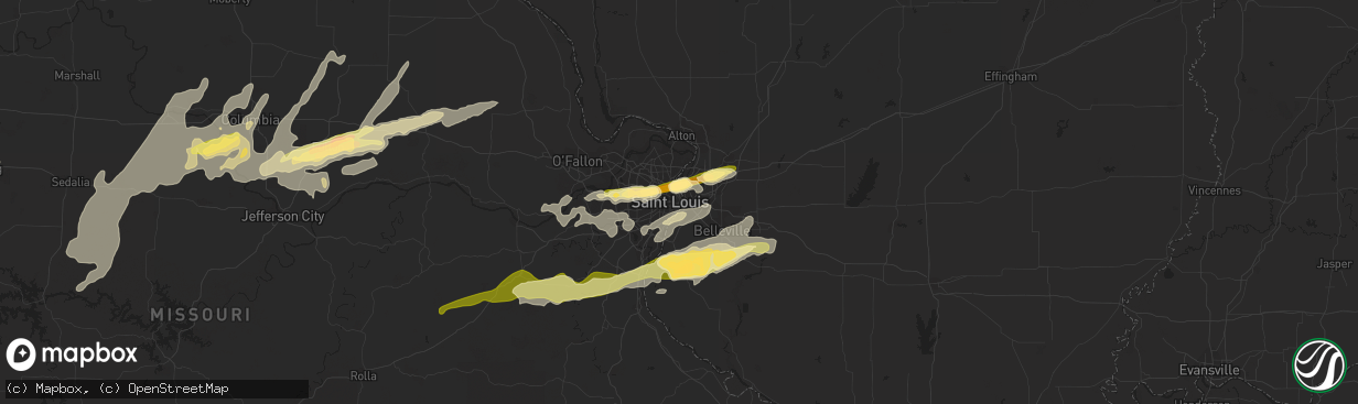 Hail map in Saint Louis, MO on April 2, 2014