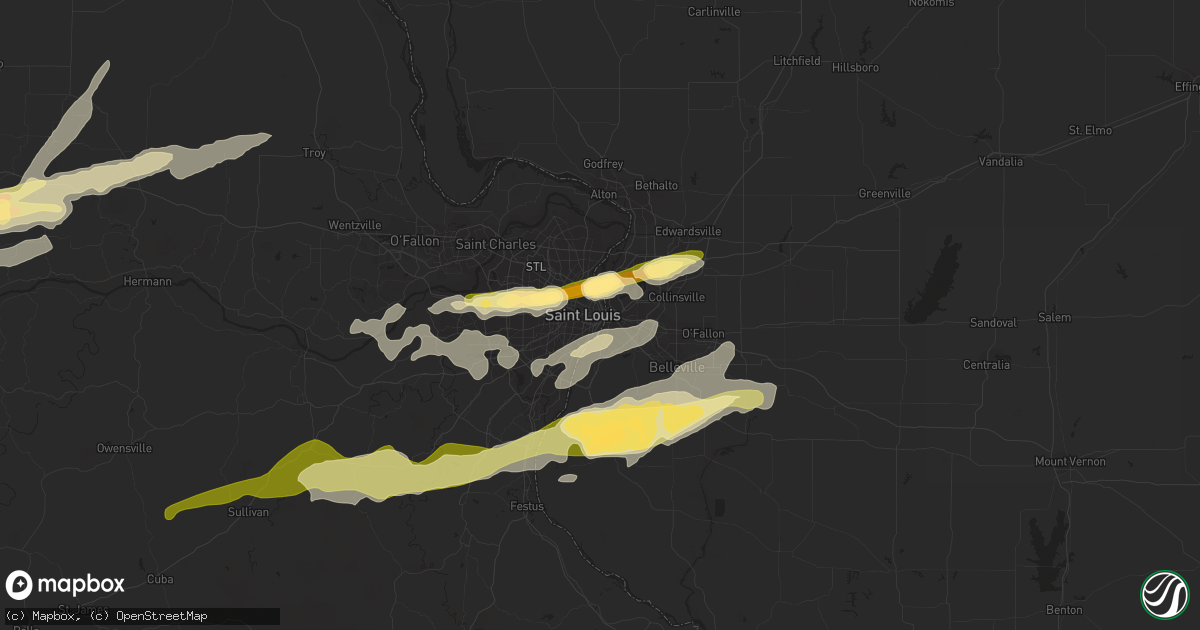 Hail map in Saint Louis, MO on April 2, 2014