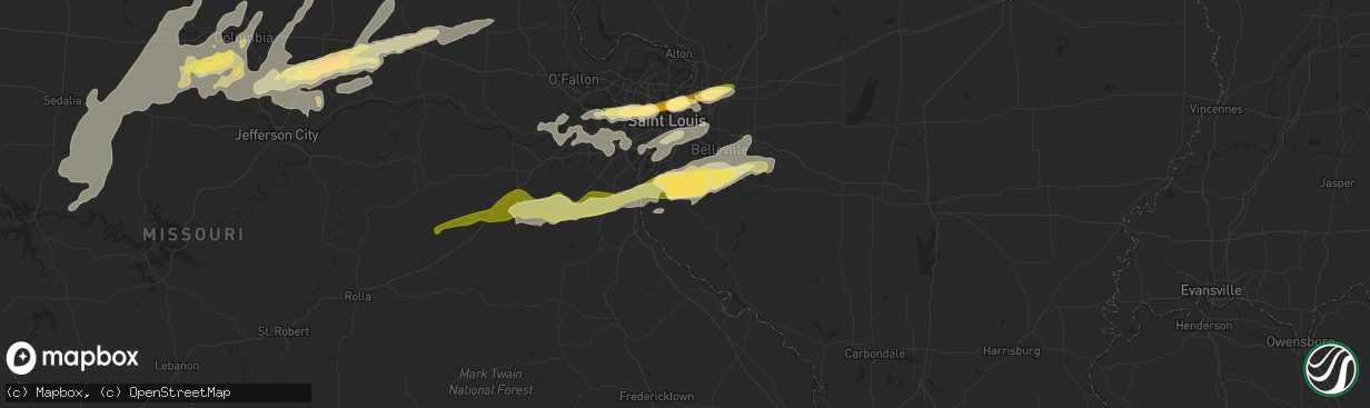 Hail map in Waterloo, IL on April 2, 2014