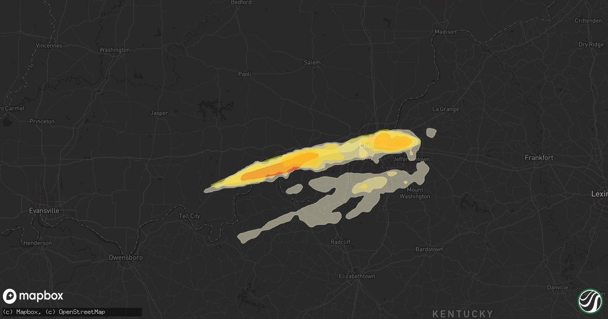 Hail map in Corydon, IN on April 2, 2015