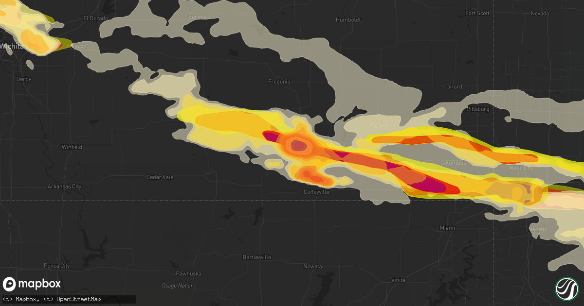 Hail map in Independence, KS on April 2, 2015