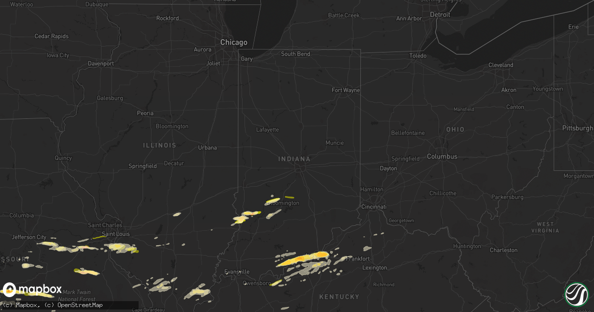Hail map in Indiana on April 2, 2015