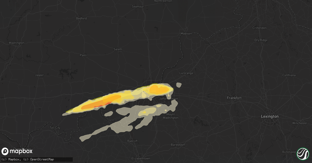 Hail map in Jeffersonville, IN on April 2, 2015