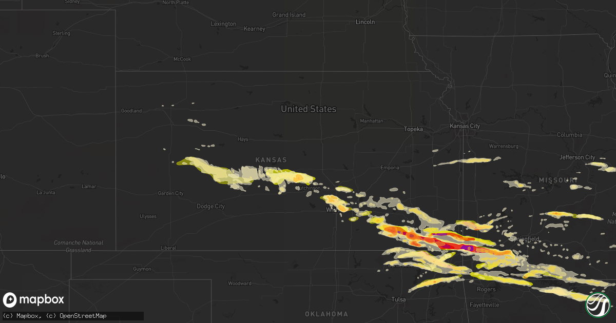 Hail map in Kansas on April 2, 2015