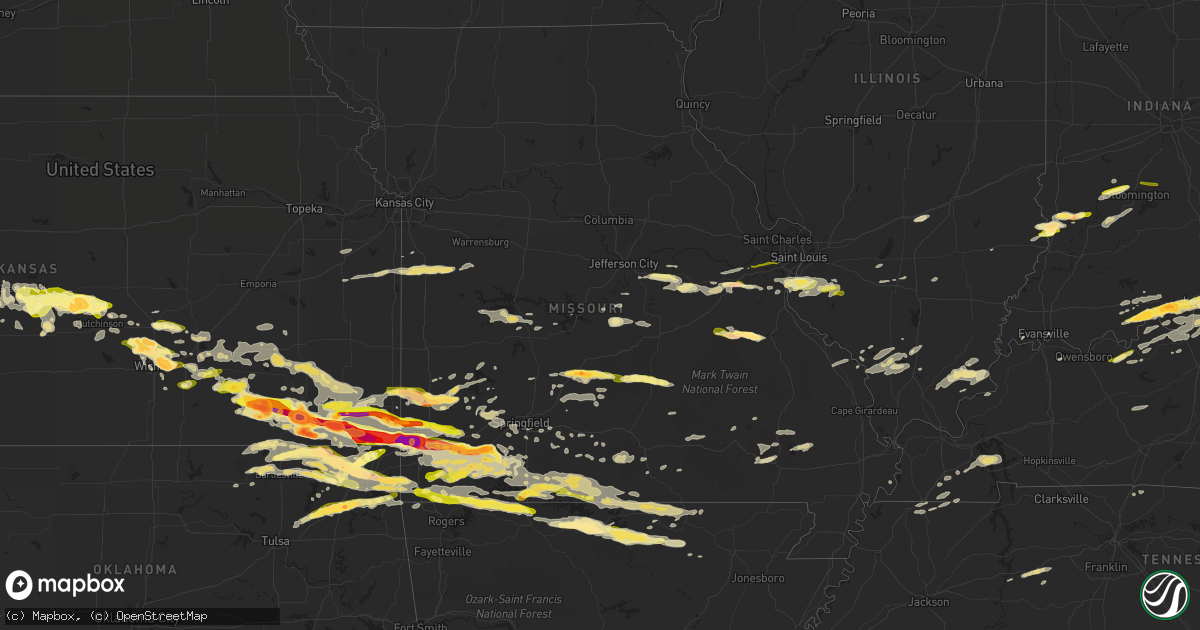 Hail map in Missouri on April 2, 2015