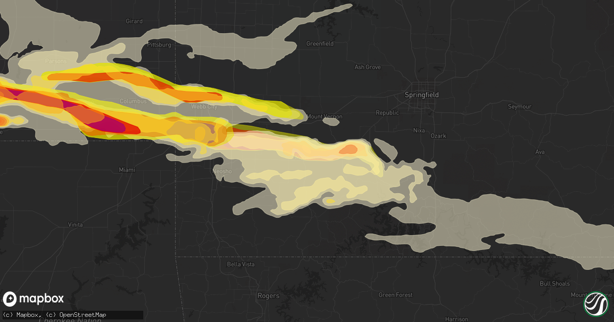 Hail map in Monett, MO on April 2, 2015