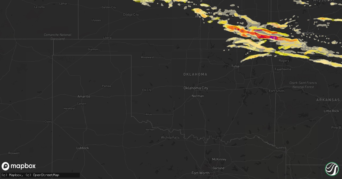Hail map in Oklahoma on April 2, 2015