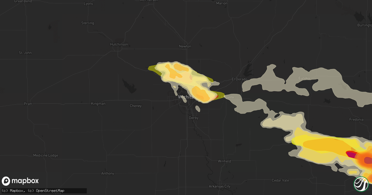 Hail map in Wichita, KS on April 2, 2015