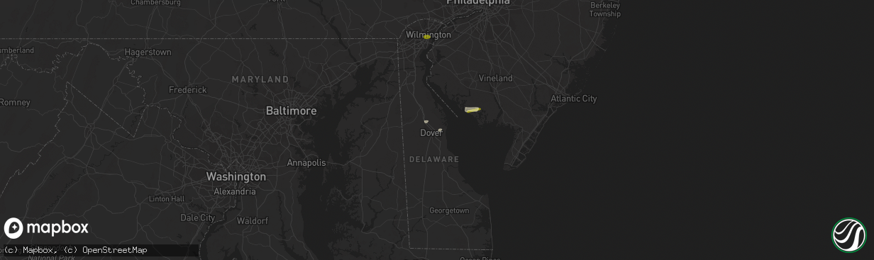 Hail map in Dover, DE on April 2, 2016