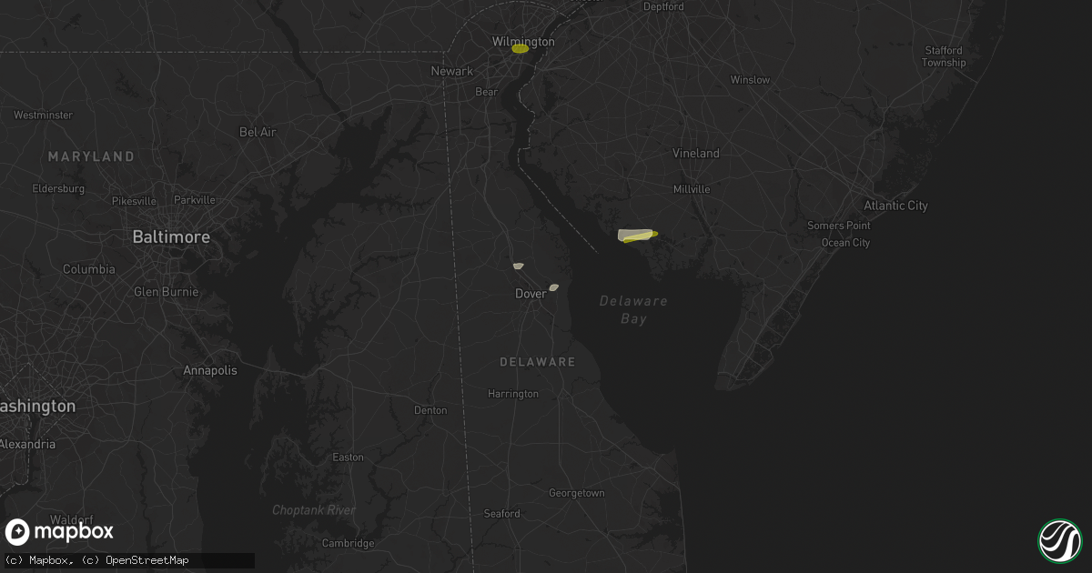 Hail map in Dover, DE on April 2, 2016