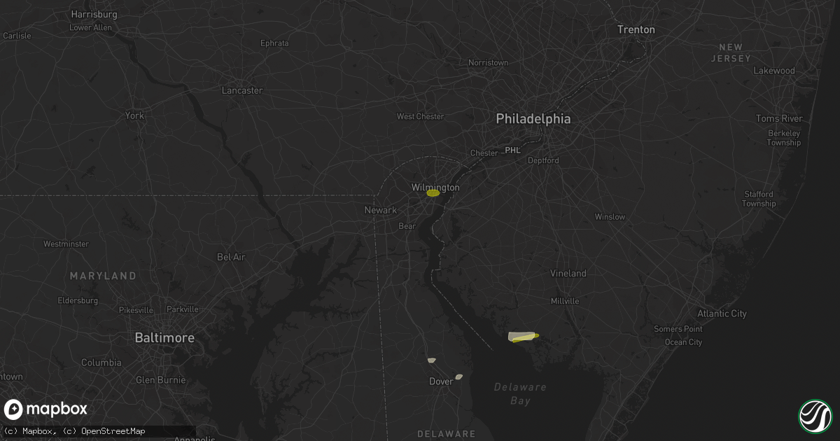 Hail map in New Castle, DE on April 2, 2016