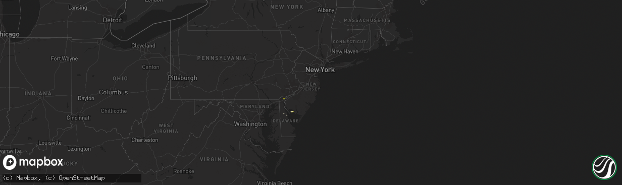 Hail map in New Jersey on April 2, 2016