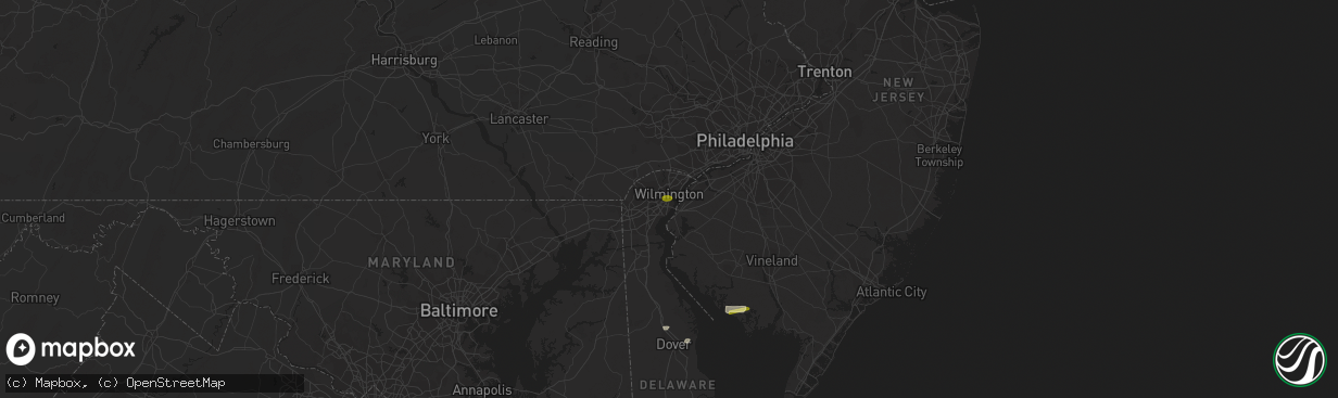 Hail map in Wilmington, DE on April 2, 2016