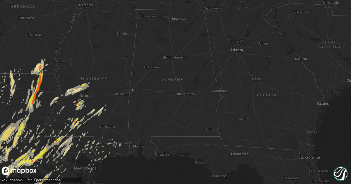 Hail map in Alabama on April 2, 2017
