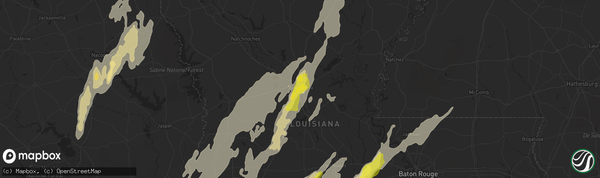 Hail map in Alexandria, LA on April 2, 2017