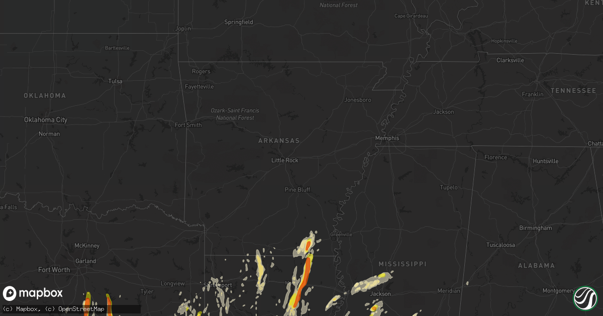 Hail map in Arkansas on April 2, 2017