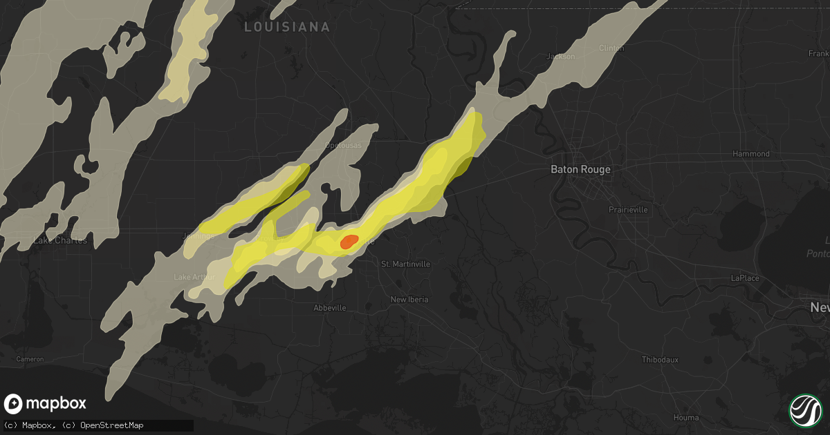 Hail map in Breaux Bridge, LA on April 2, 2017