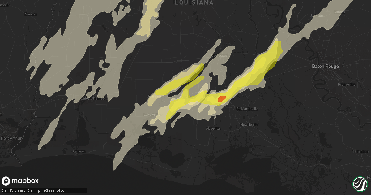 Hail map in Crowley, LA on April 2, 2017