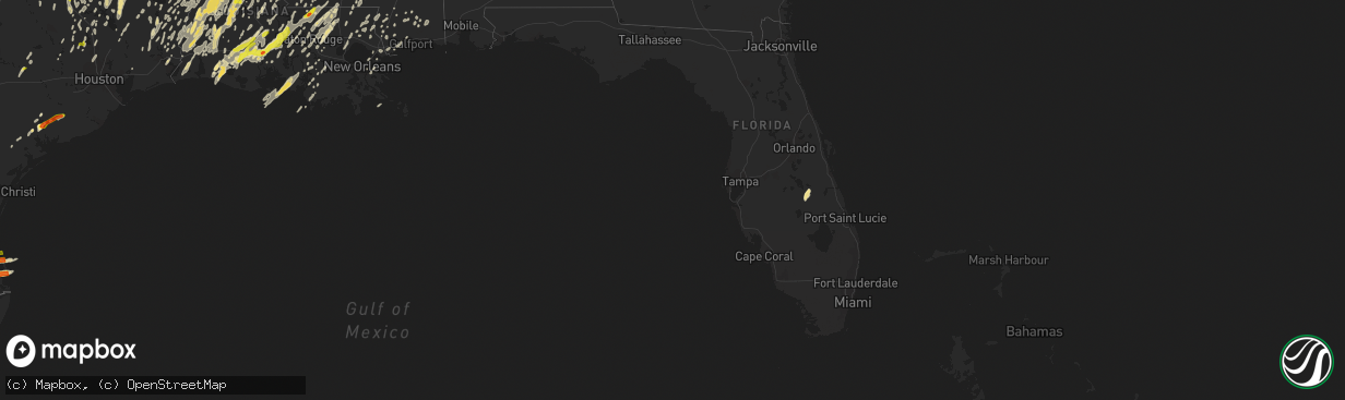 Hail map in Florida on April 2, 2017