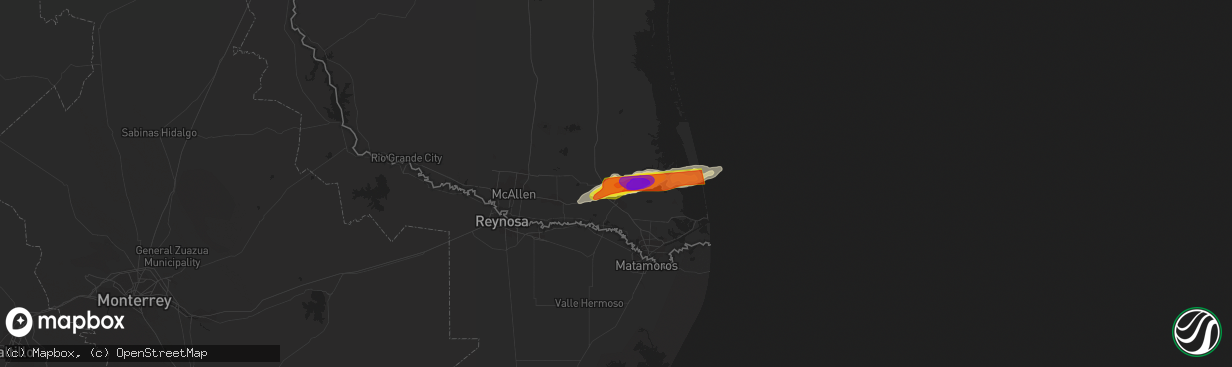 Hail map in Harlingen, TX on April 2, 2017