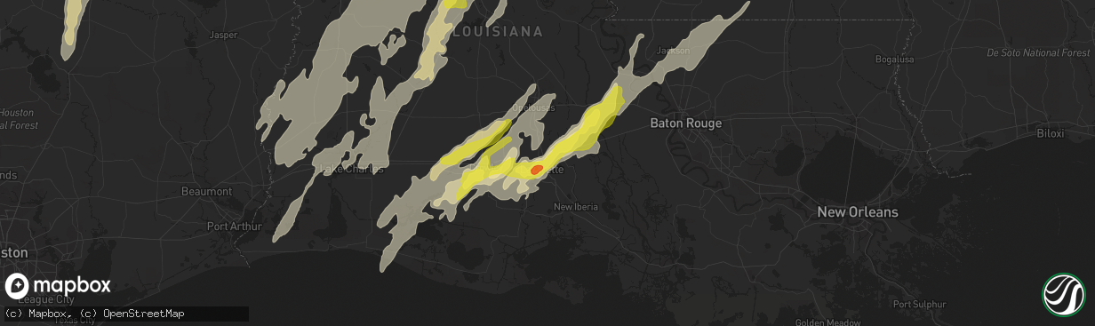 Hail map in Lafayette, LA on April 2, 2017