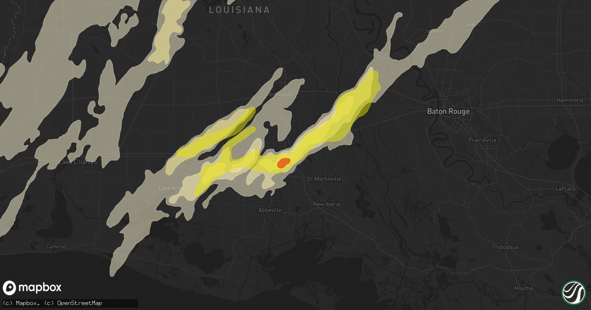 Hail map in Lafayette, LA on April 2, 2017