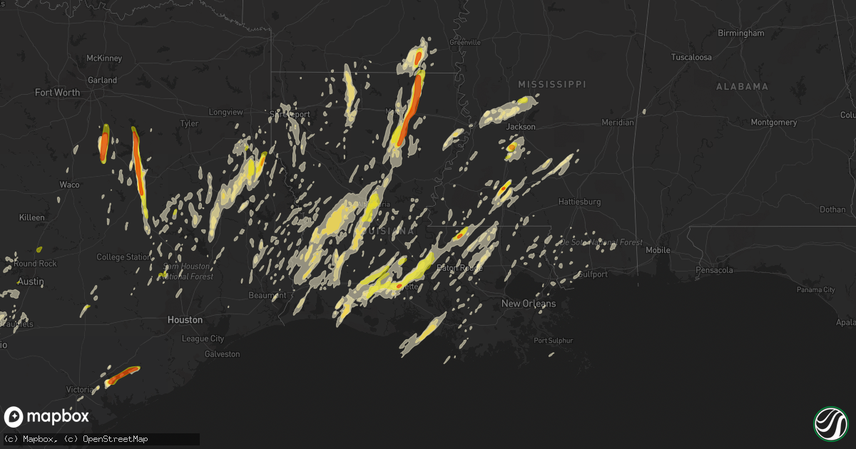 Hail map in Louisiana on April 2, 2017