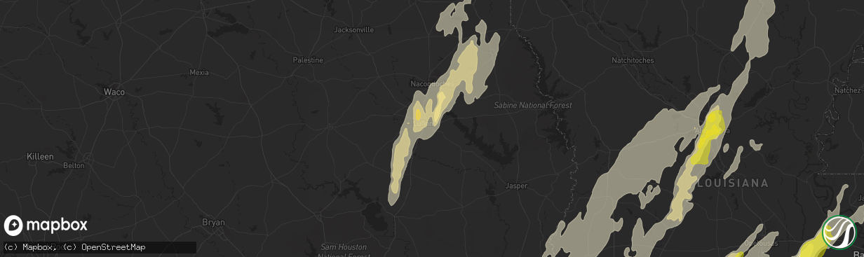 Hail map in Lufkin, TX on April 2, 2017