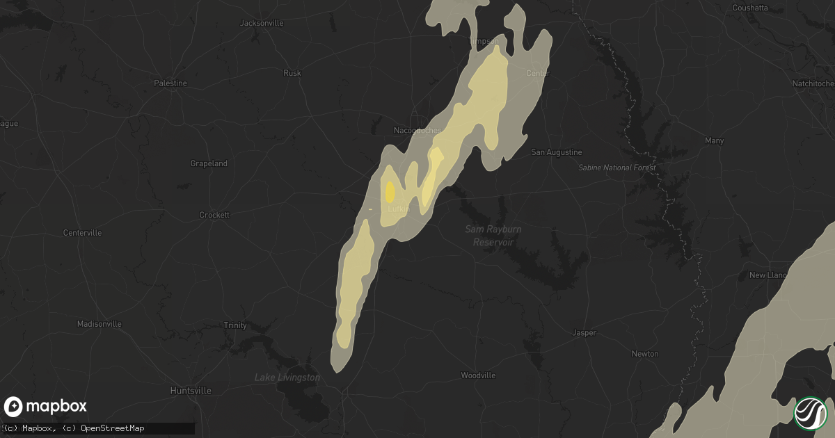 Hail map in Lufkin, TX on April 2, 2017
