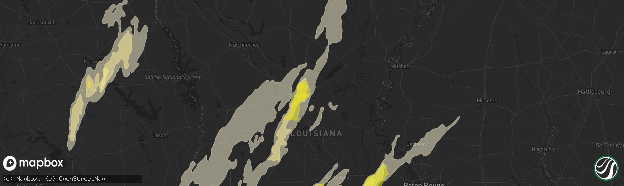 Hail map in Pineville, LA on April 2, 2017