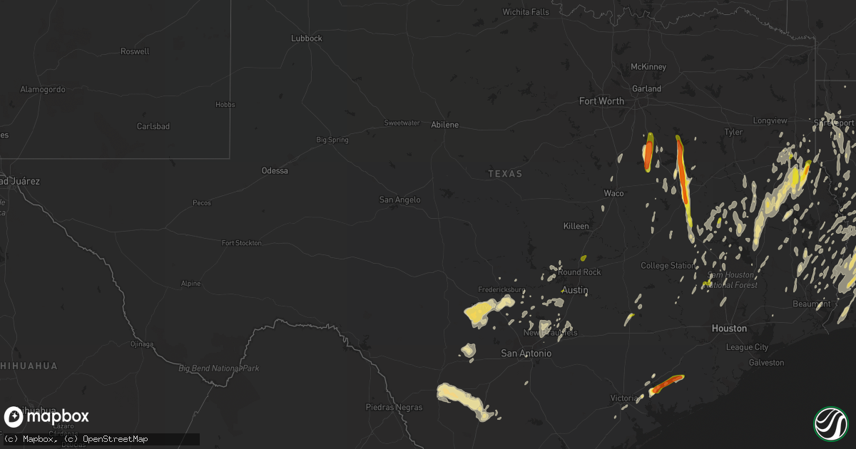 Hail map in Texas on April 2, 2017