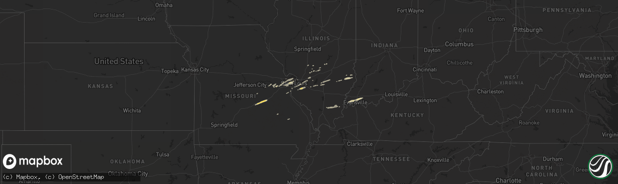 Hail map in Indiana on April 2, 2018