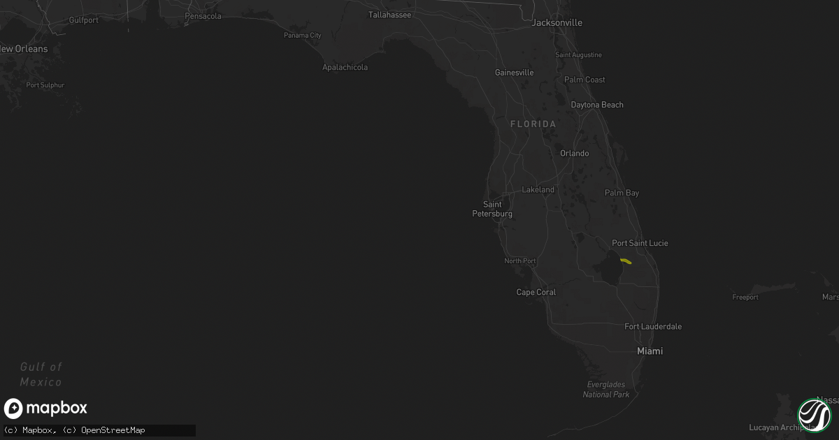 Hail map in Florida on April 2, 2019