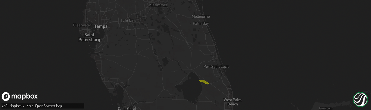 Hail map in Okeechobee, FL on April 2, 2019