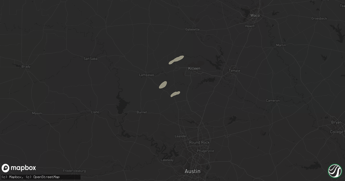 Hail map in Briggs, TX on April 2, 2020