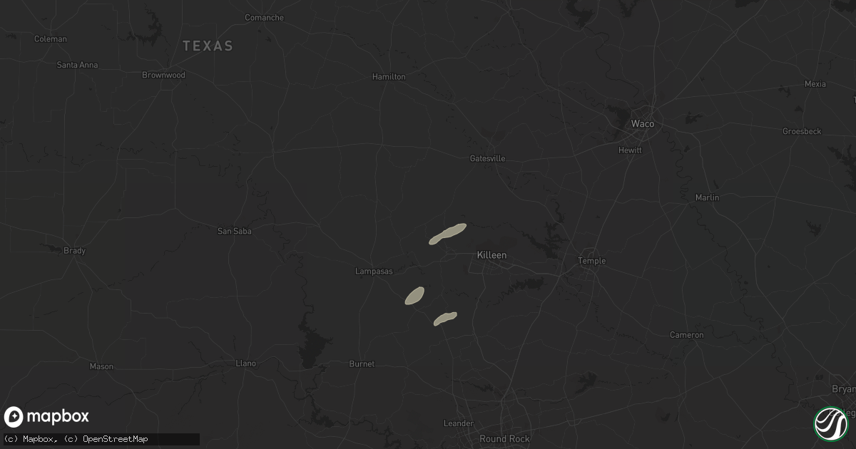 Hail map in Copperas Cove, TX on April 2, 2020