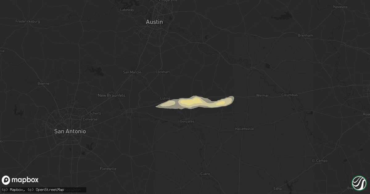 Hail map in Harwood, TX on April 2, 2020