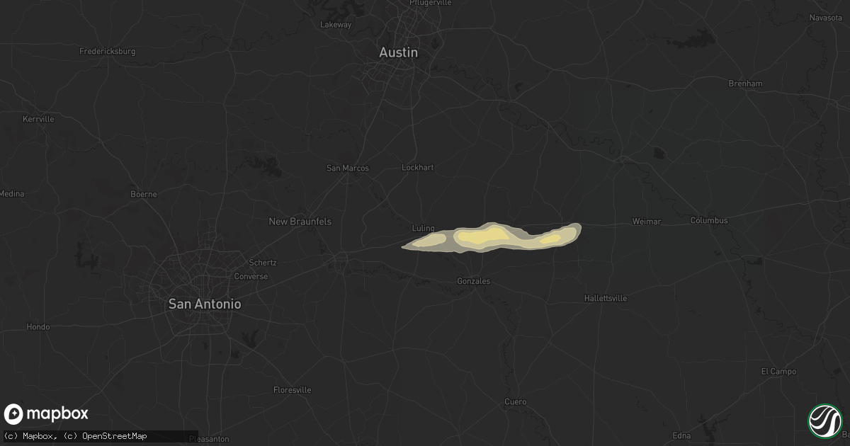 Hail map in Luling, TX on April 2, 2020