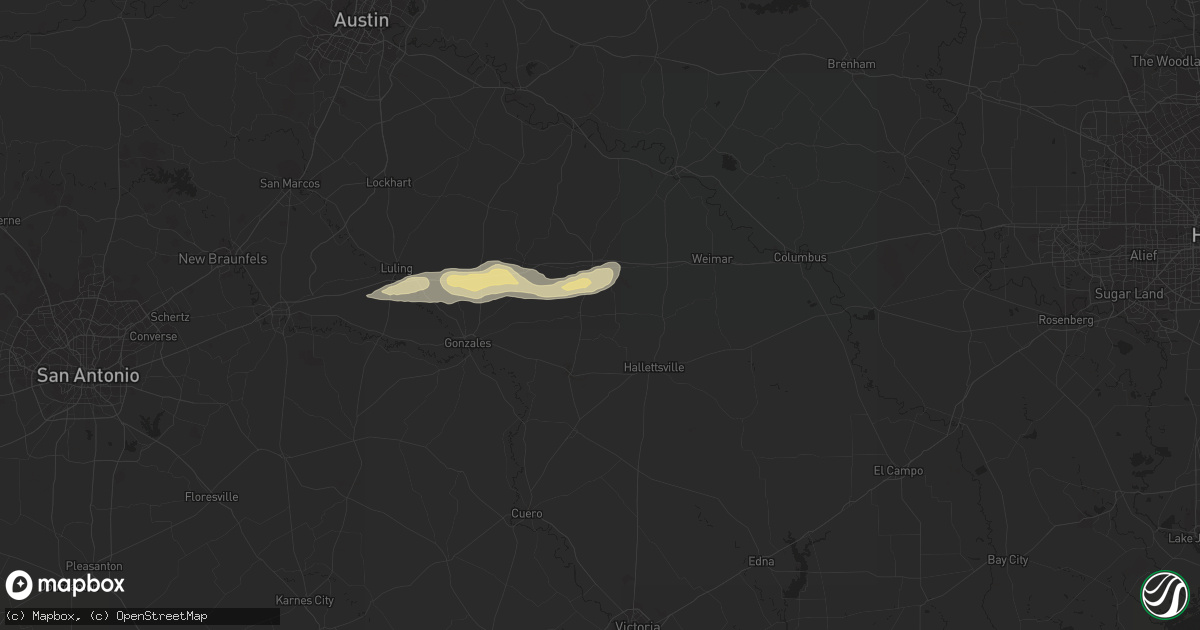 Hail map in Moulton, TX on April 2, 2020