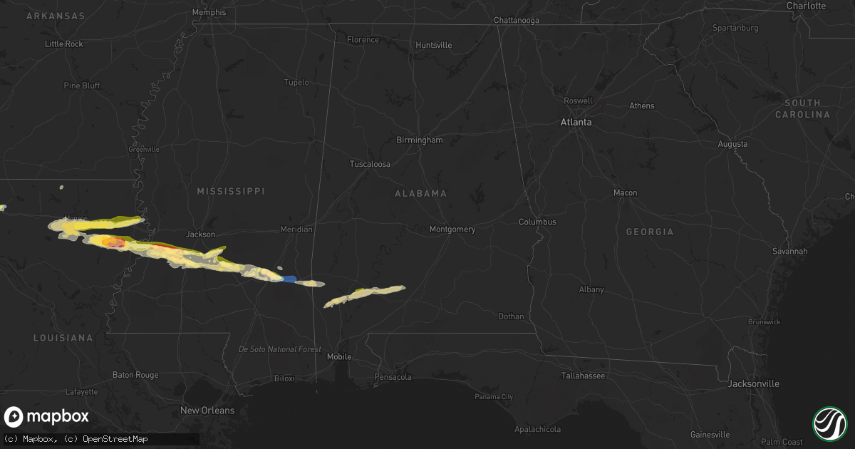 Hail map in Alabama on April 2, 2023