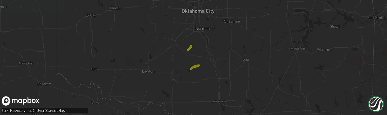 Hail map in Alex, OK on April 2, 2023